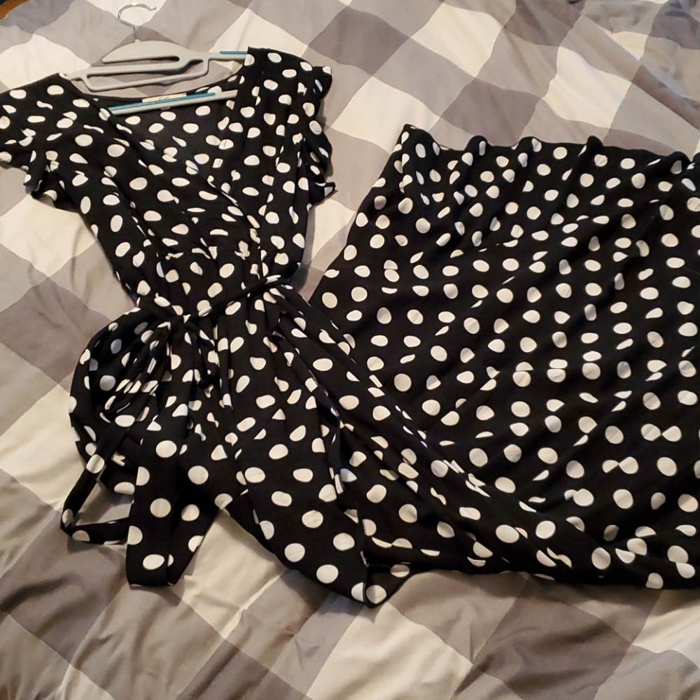 Black and white polka dot dress